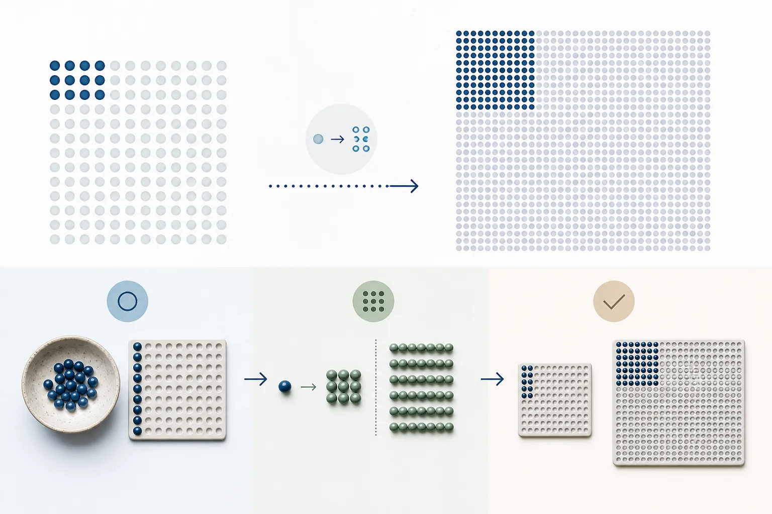 Pædagogisk visuel forklaring af metode og kontrol ved promille som matematisk andel
